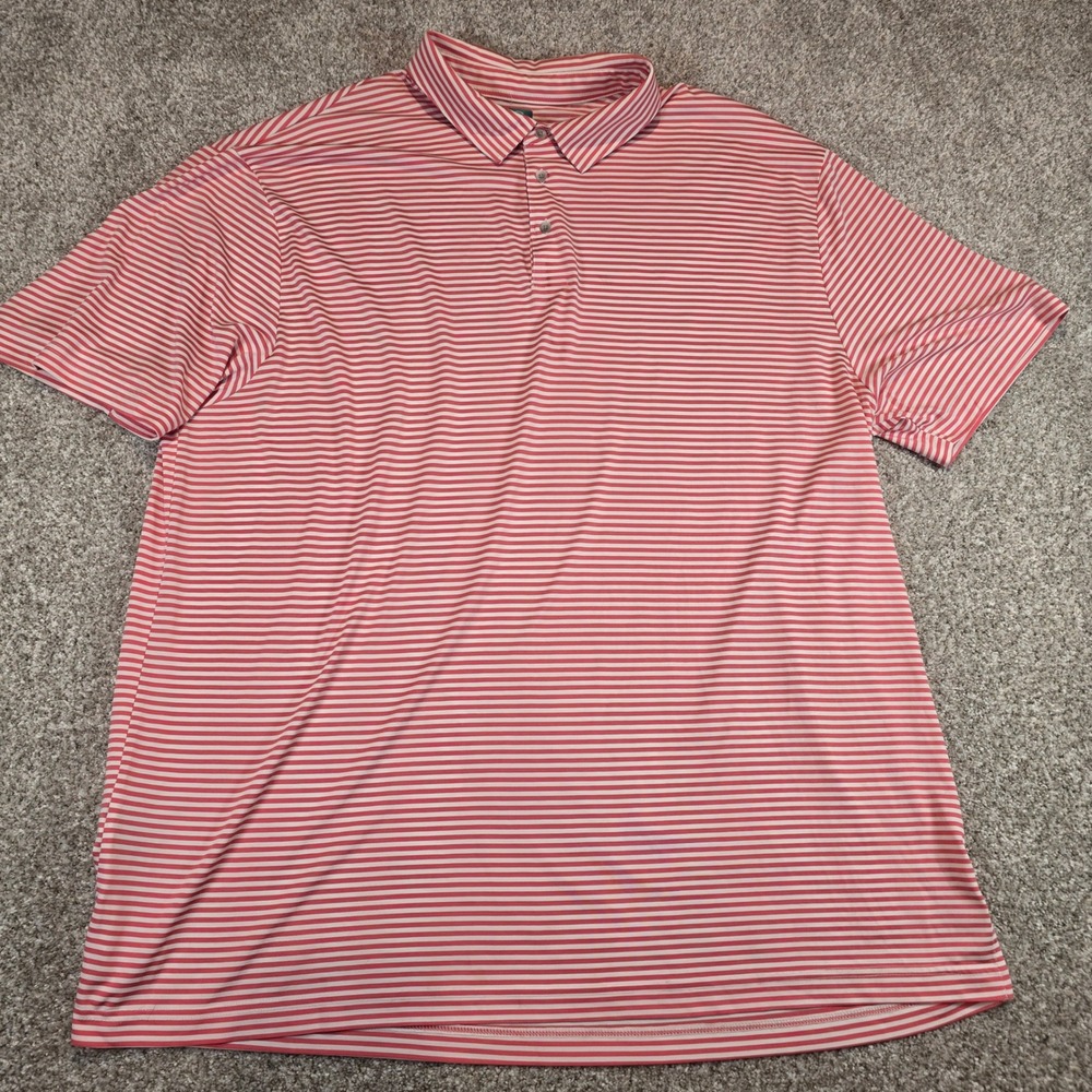 Pro Tour Coolplay Mens 3X Pink White Striped Short Sleeve Golf Polo Shirt 0057